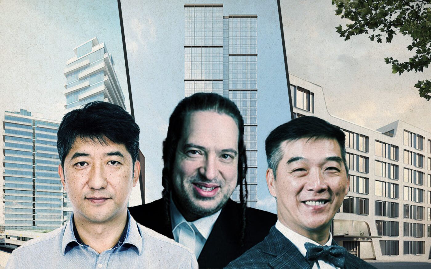 Longfield Queens with Jade Century Properties' Xiaorong Zhai; Bayview Courtyard Condominium with Allure Group's Joel Landau; 171 North First Street with Gemini Rosemont's Adrian Sum (Getty, Linkedin, Allure Group, Gemini Rosemont, Pax Brooklyn, Hill West Architects, Lu Ning Architecture)