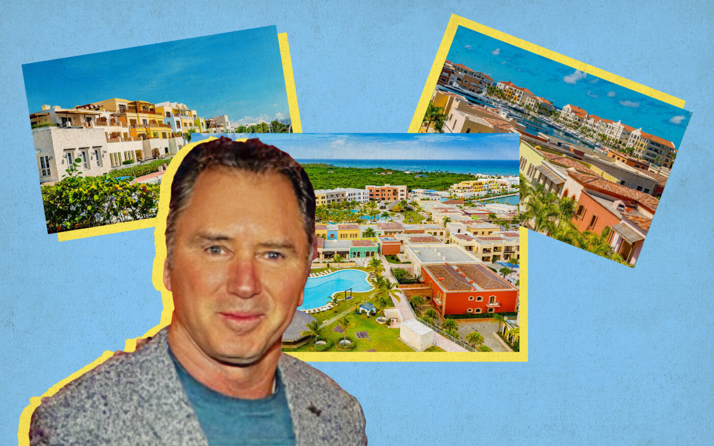 Sports Illustrated Resorts' Christopher Schroeder; photos of Sports Illustrated Resort (Getty, Linkedin, siresorts)