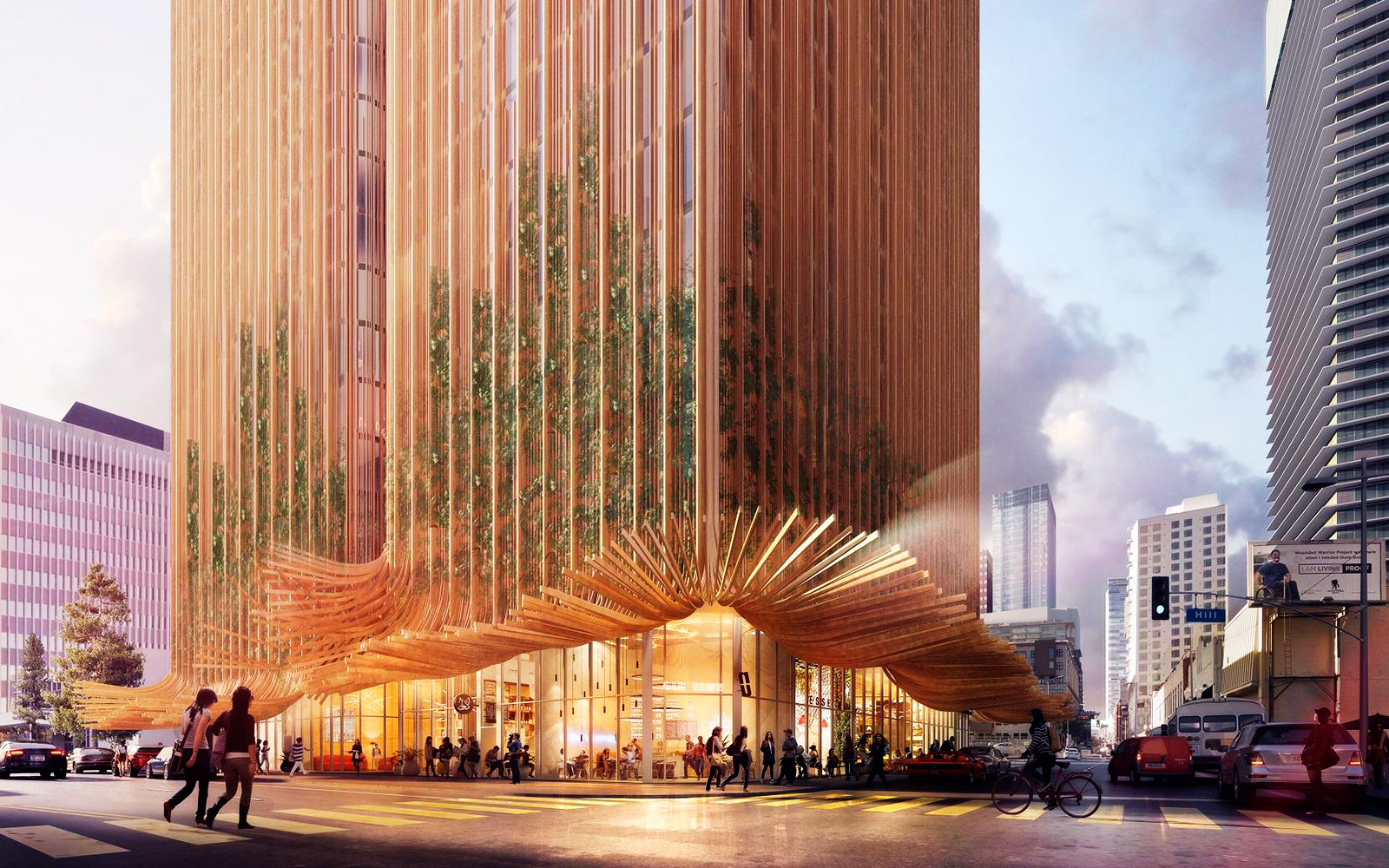 Plans for redwood-inspired building in DTLA cut down by LA planners