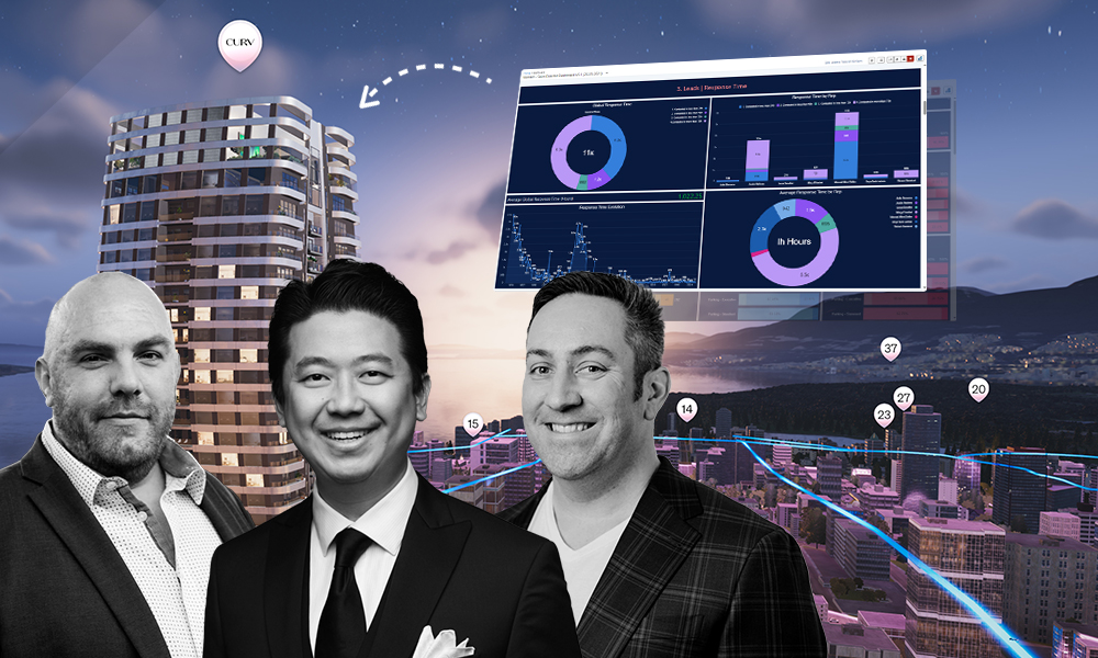 Pictured: SmartPixel CEO & Founder Hadrien Laporte,  BakerWest Real Estate Inc. Founder & CEO Jacky Chan, and Onyx Technologies CEO Marc O. Therrien