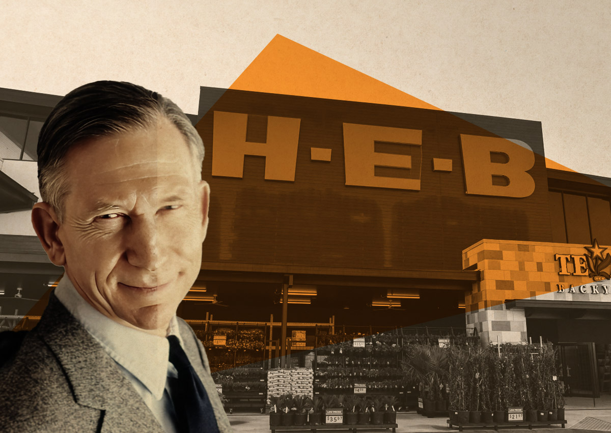H-E-B chairman Charles Butt and H-E-B store in Fair Oaks (H-E-B, Getty, charlesbuttfdn)