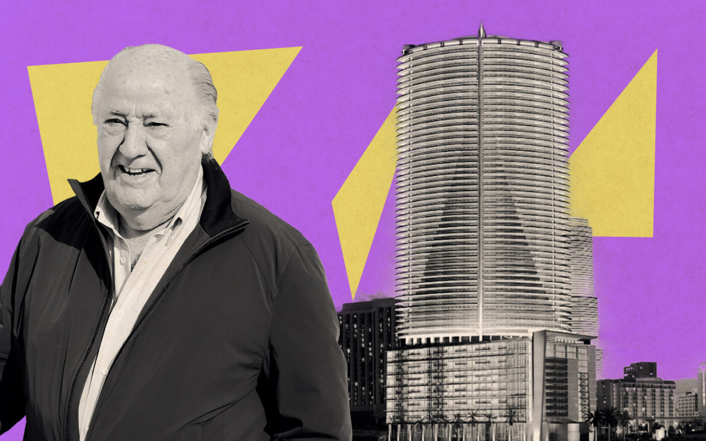 Spanish billionaire Amancio Ortega and the Epic Hotel & Residences in Downtown Miami (Getty, epicmiamiresidences)