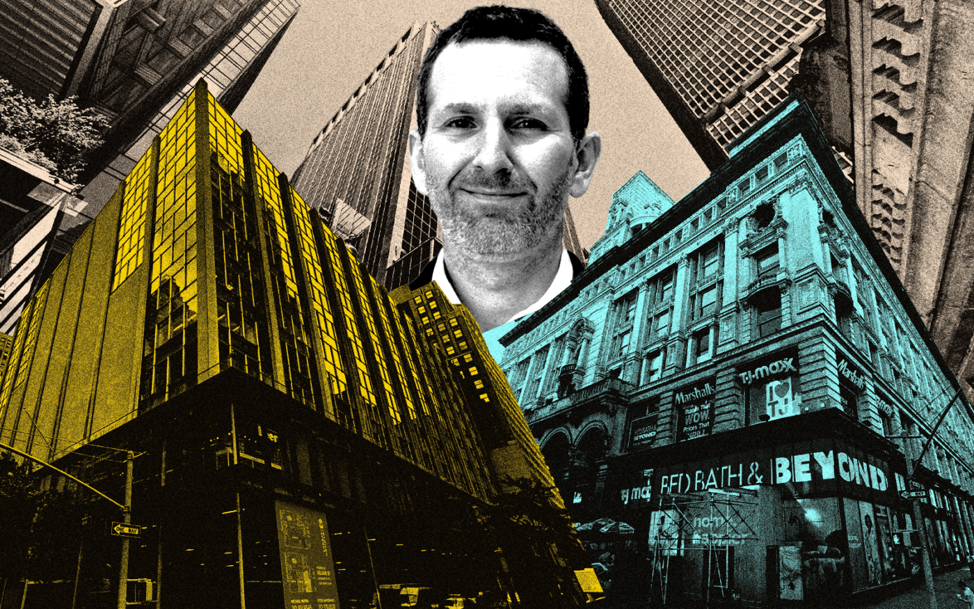 <p>A photo illustration of Colliers&#8217; Franklin Wallach along with 63 Madison Ave (left), 22 Vanderbilt (middle) and 620 Sixth Avenue (right) (Getty, Colliers, Google Maps, LinkedIn)</p>
