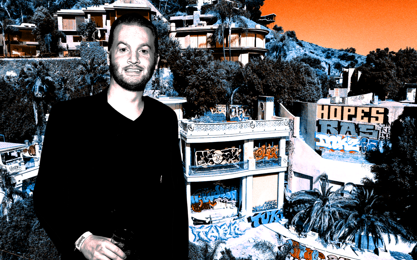 <p>A photo illustration of John Powers Middleton along with his home on the 1700 block of North Sunset Plaza Drive in Hollywood Hills (Getty)</p>
