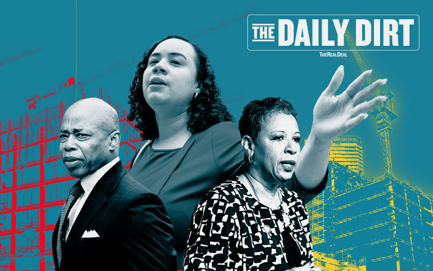 Mayor Eric Adams, City Council member Carmen De La Rosa, and City Council Speaker Adrienne Adams (Getty)