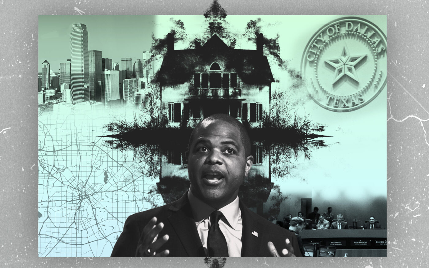 Mayor Eric Johnson (Photo-illustration by Kevin Rebong/The Real Deal; Getty Images)