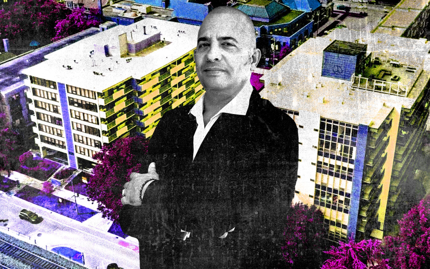 <p>A photo illustration of Hadar Goldman (borrower) along with the Rhythm &#038; Blues Towers in Oak Park (Getty, Hadar Goldman, Essex Realty Group)</p>
