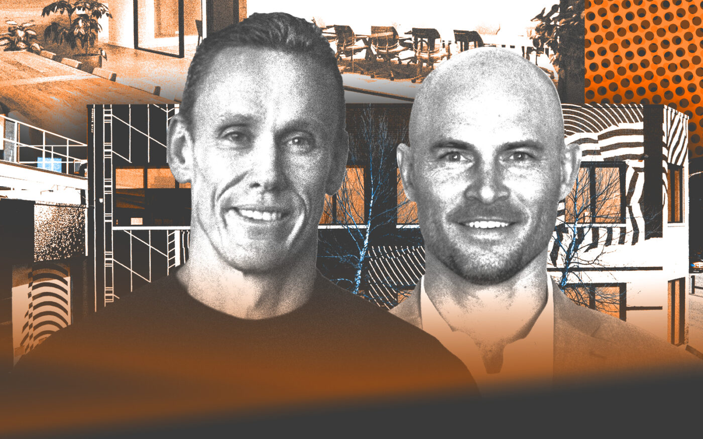 <p>A photo illustration of R2 CEO Matthew Garrison and Azumo CEO Mike Casper along with 1200 North North Branch Street (Getty, R2, Azumo, LoopNet) </p>
