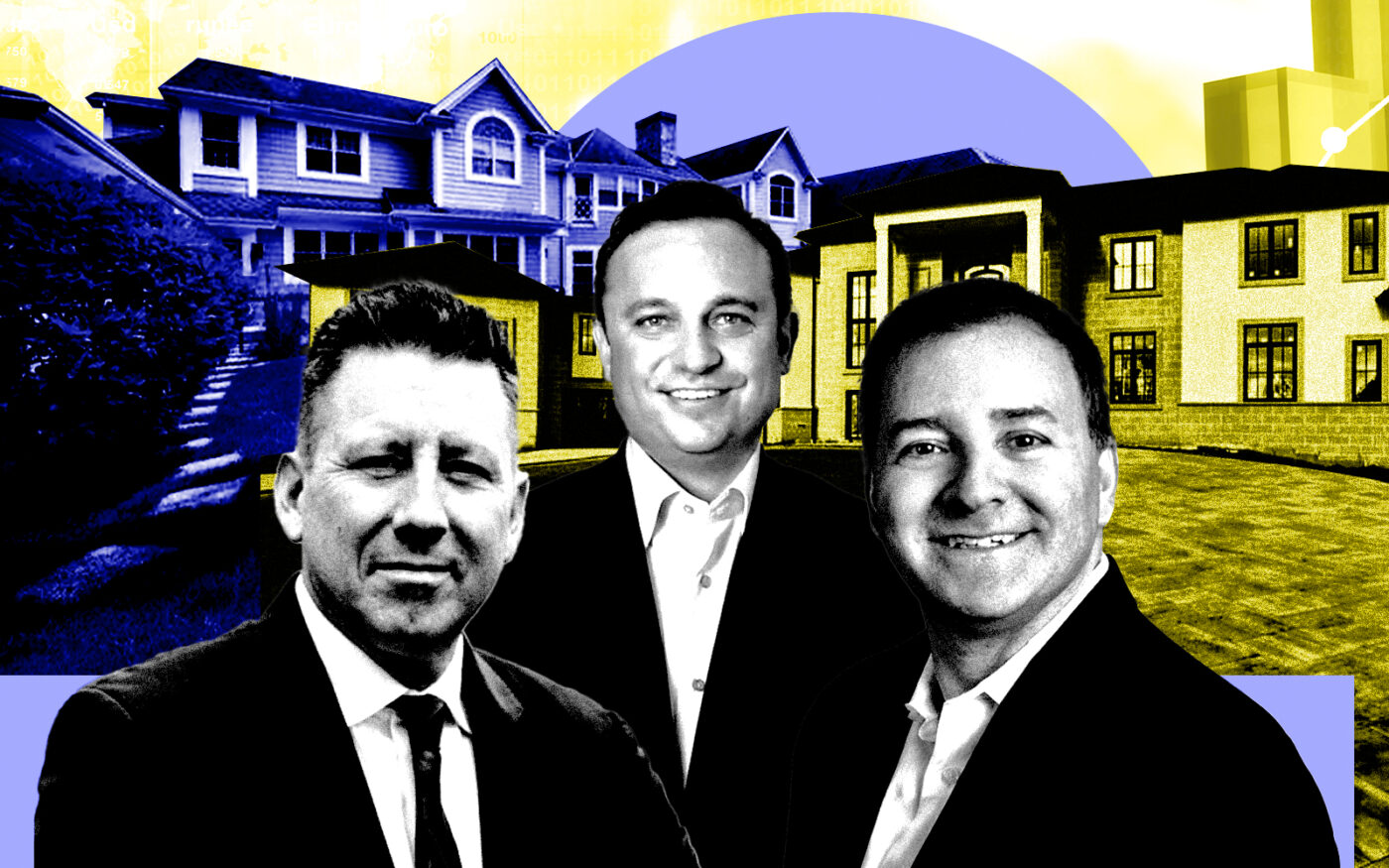 <p>From left: @properties Christie’s International Real Estate&#8217;s Steve McEwen, Jameson Sotheby’s International Realty&#8217;s Jon Millikin, and Baird &#038; Warner&#8217;s Sam Lubeck along with 1543 North Highland Avenue in Arlington Heights (left) and 5 Saucer Circle in South Barrington (Getty, @properties Christie&#8217;s International Real Estate, Baird &#038; Warner, Jameson Sotheby&#8217;s International Realty)</p>
