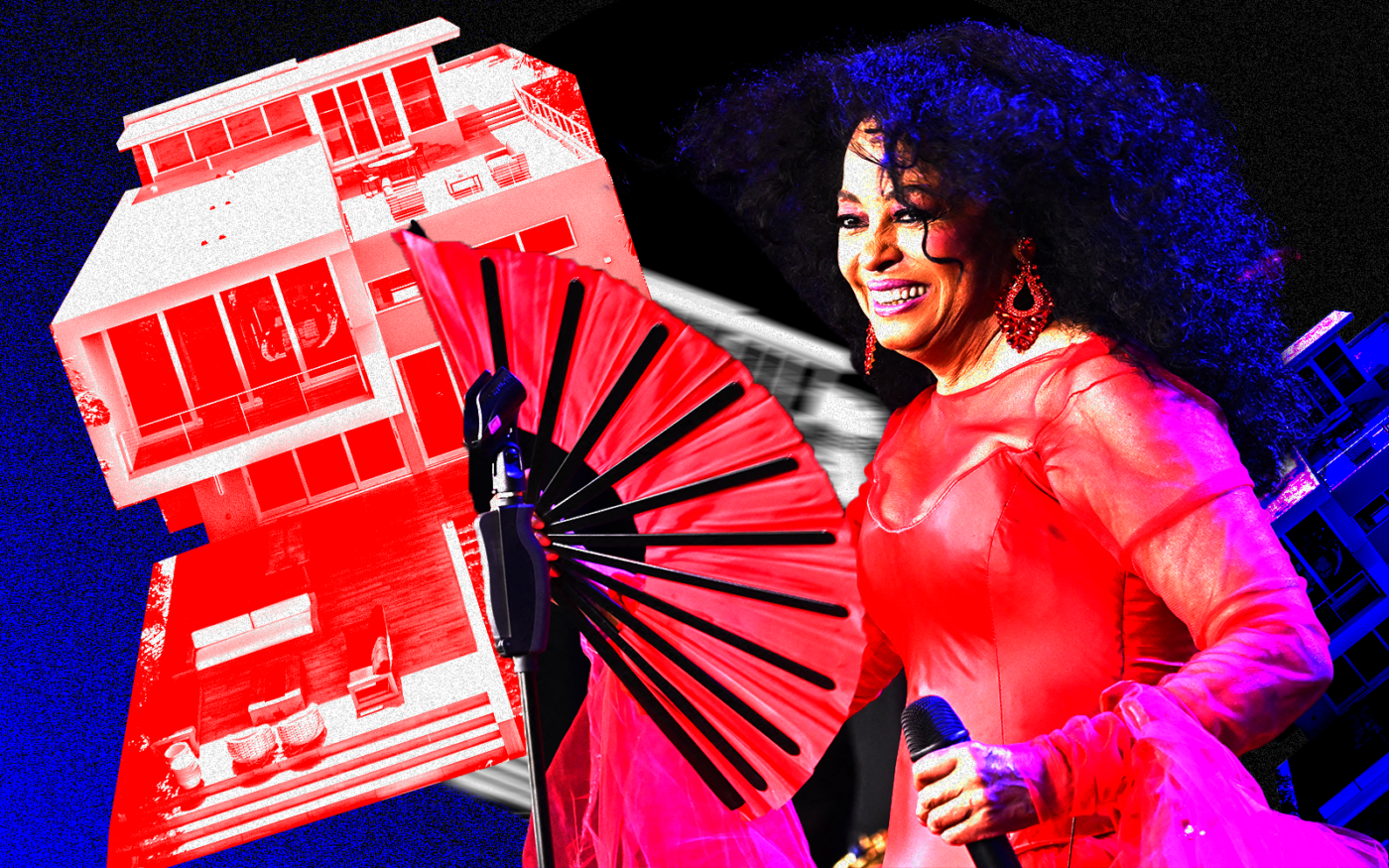 <p>A photo illustration of Diana Ross along with 1379 North Venetian Way on San Marco Island (Getty, Luxhunters)</p>
