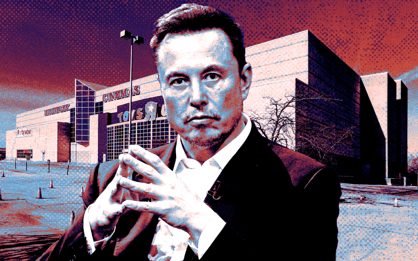 <p>A photo illustration of Elon Musk along with 30-02 Whitestone Expressway (Getty, LoopNet)</p>
