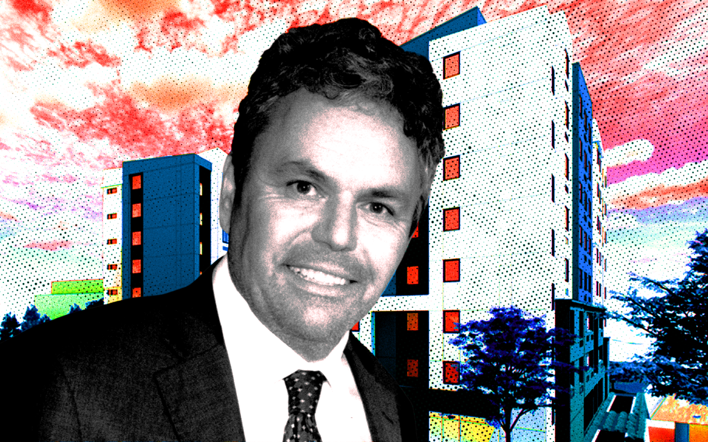 <p>A photo illustration of CRP Affordable Housing CEO Paul Salib and 334 San Antonio Road in Mountain View (Getty, CRP Affordable Housing and Community Development)</p>
