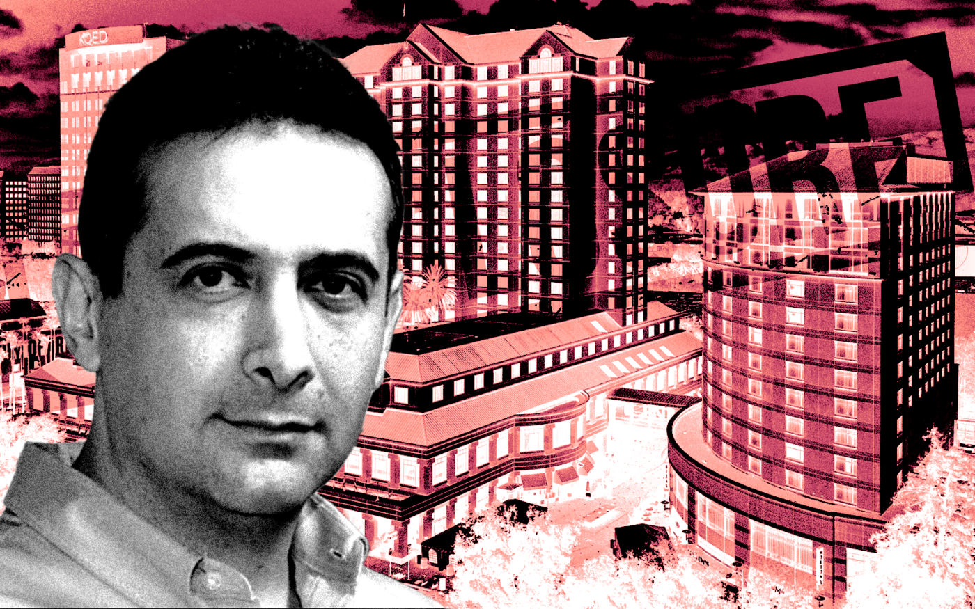 <p>A photo illustration of Eagle Canyon Capital CEO Sam Hirbod along with the Signia by Hilton San Jose at 170 South Market Street (Getty, Eagle Canyon Capital, LoopNet)</p>
