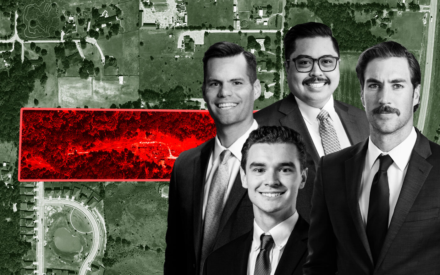 Dosch Marshall Real Estate's Brandon Kendall and Tom Dosch with Younger Partners' Michael Ytem and Tyler Hemenway and 9391 County Road 423 in Anna, TX (Google Maps, LinkedIn, DMRE)