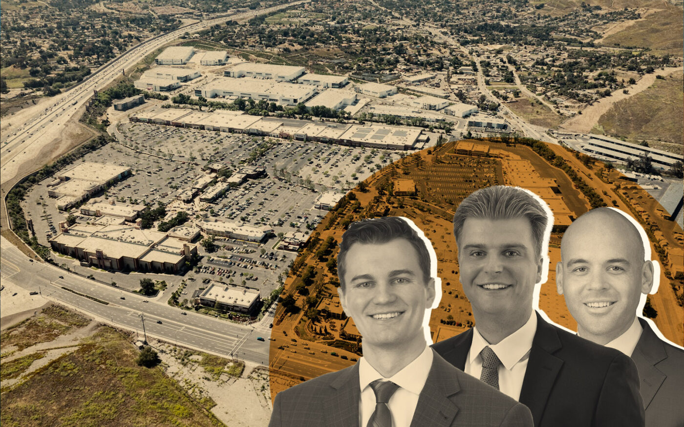 JLL's Spencer Seibring, Nick Englhard and John Marshall; Crossings at Corona at 2470 Tuscany Street (Getty, JLL)