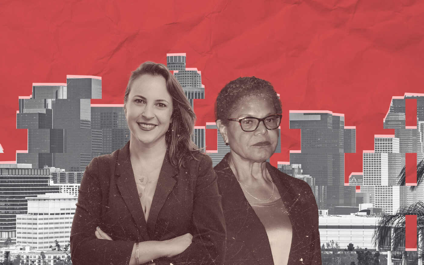 ACT-LA coalition's Laura Raymond; mayor Karen Bass (Getty, ACT-LA)