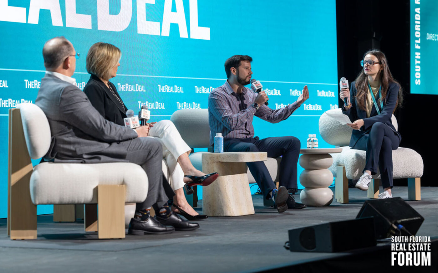 NAI Miami Fort Lauderdale's Jeremy Larkin, CoStar Analytics' Juan Arias, Blanca Commercial Real Estate's Tere Blanca, moderated by The Real Deal's Lidia Dinkova (Alive Coverage)