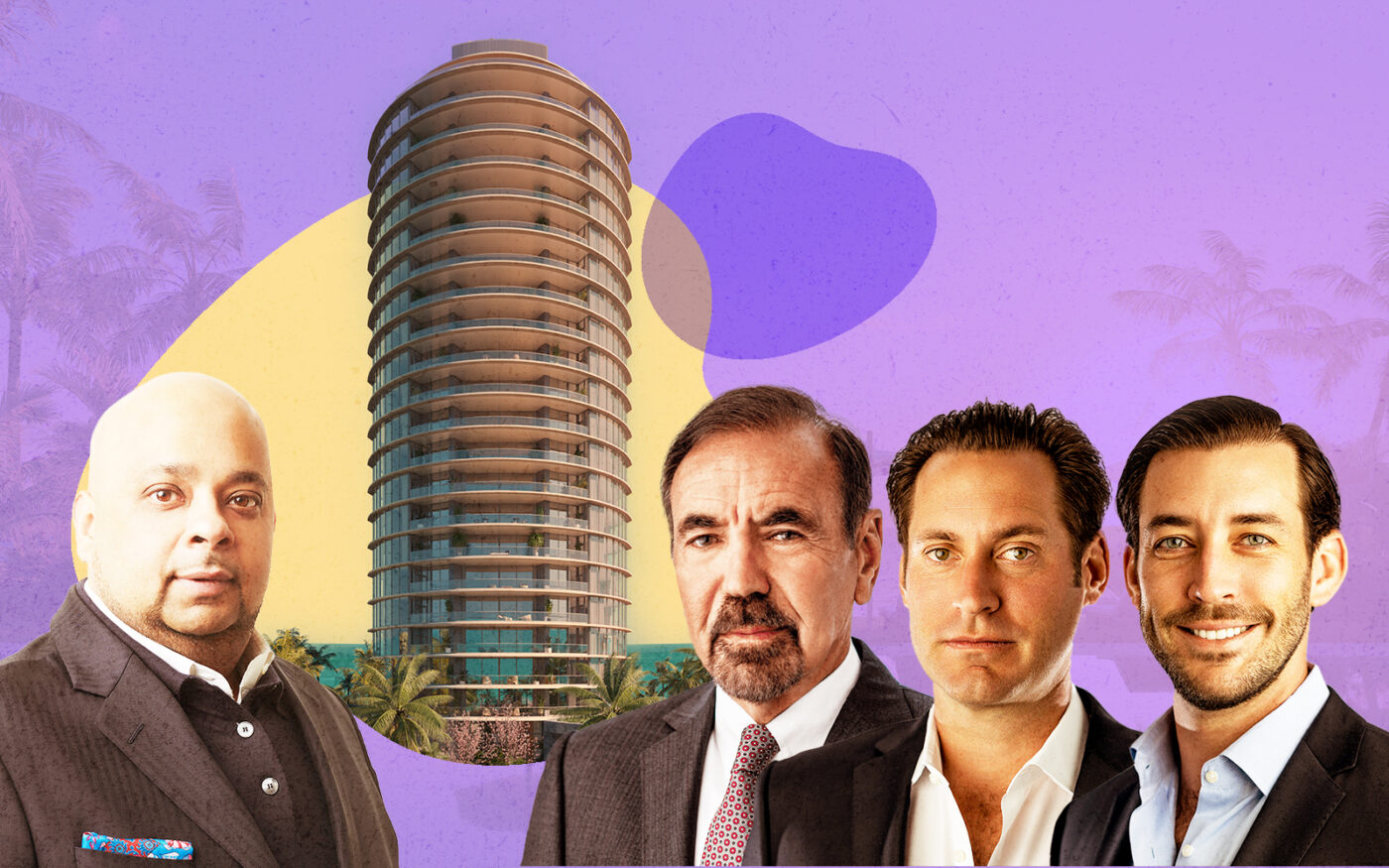 Tyko Capital's Adi Chugh; rendering of Rivage Bal Harbour condo project; Related Group's Jorge, Jon Paul and Nick Pérez (ARX Creative, Tyko Capital, Related Group, Getty)