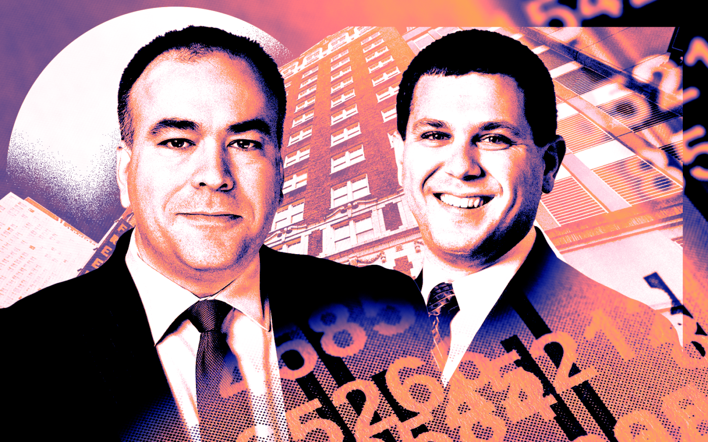 <p>A photo illustration of Fritz Kaegi and the Illinois Hotel &#038; Lodging Association’s Michael Jacobson along with the Acme Hotel Chicago at 15 East Ohio Street (Getty, Illinois Hotel &#038; Lodging Association, Cook County Assessor, Google Maps)</p>
