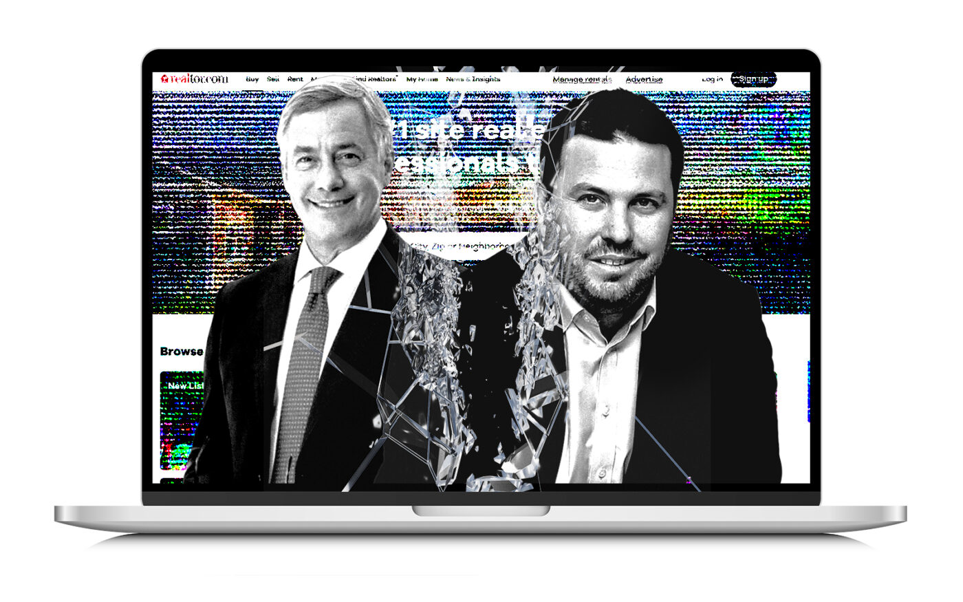 A photo illustration of CoStar CEO Andy Florance and Move, Inc. CEO Damian Eales (Getty, CoStar, Move, Inc.)