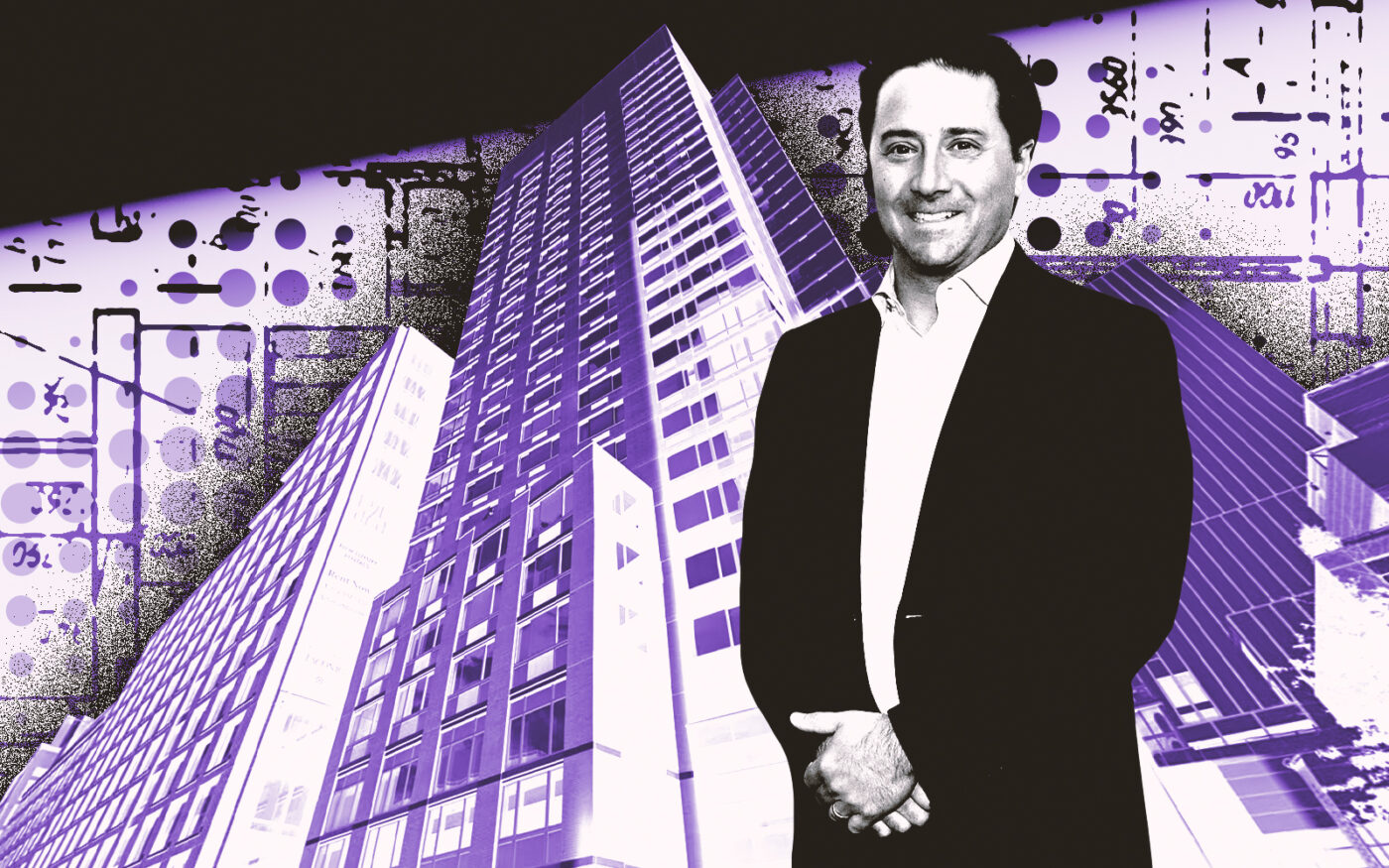 <p>A photo illustration of Ares CEO Michael Arougheti and 525 West 52nd Street (Getty, Ares Management, Google Maps)</p>
