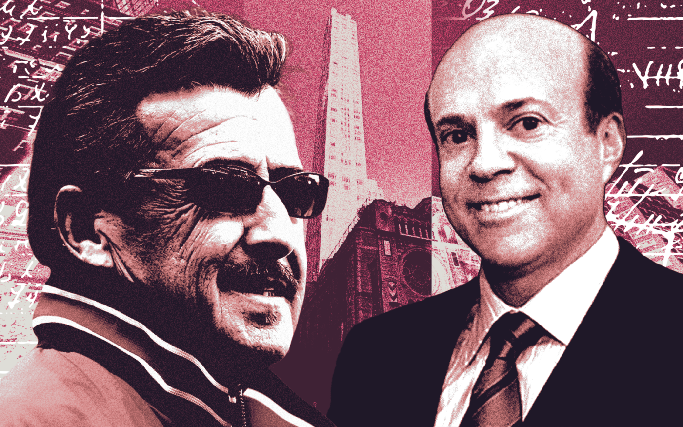 A photo illustration of Arte Moreno and Arthur Zeckendorf along with 520 Park Avenue (Getty, Google Maps, Brown Harris Stevens)