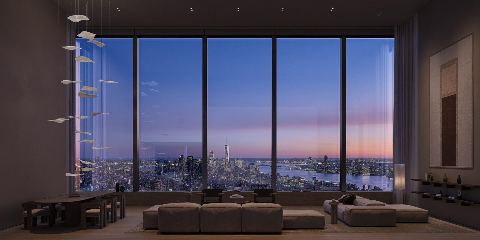 Views from unit 22, a a 2,859-square-foot, full-floor duplex on the 50th and 51st floors