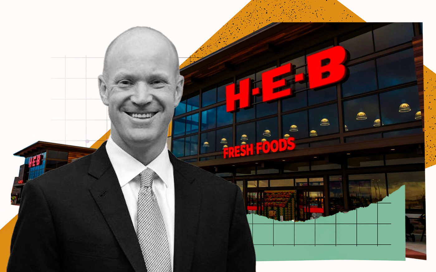 AEW CEO North America's Jonathan Martin and H-E-B at 19348 Ronald W. Reagan BLVD in Georgetown (H-E-B, LinkedIn)