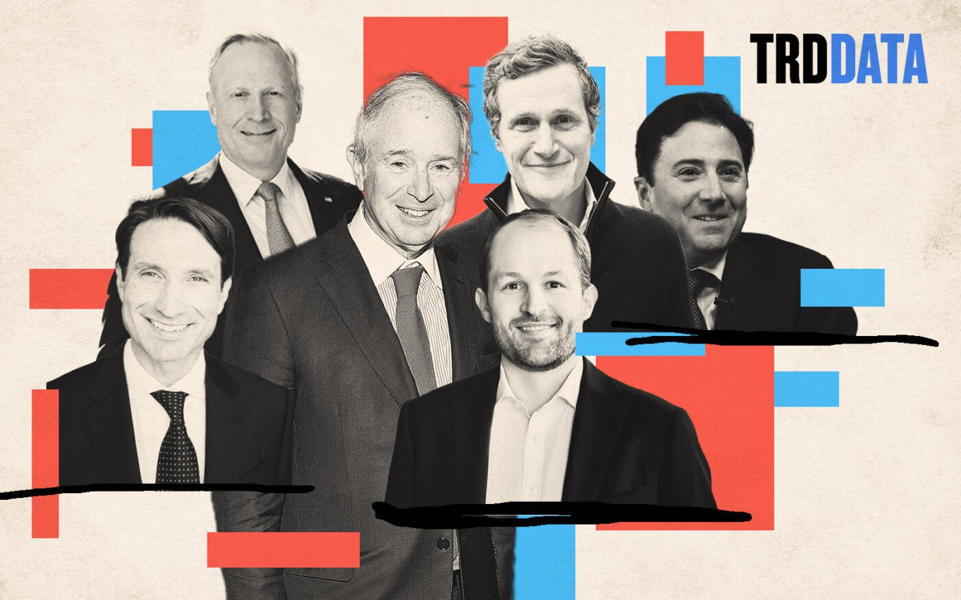 Blackstone’s Steven Schwarzman, Link Logistics’ Luke Petherbridge, Longpoint’s Dwight Angelini, Ares Management’s Michael Arougheti, Tishman Speyer’s Rob Speyer and Hillwood’s Ross Perot Jr. (Getty, Linkedin, Link Logistics, Longpoint, Tishman Speyer, Hillwood)