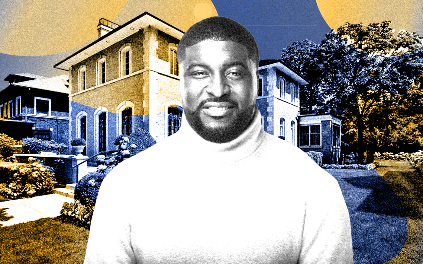 <p>A photo illustration of Coldwell Banker&#8217;s Jay Butts along with 6835 South Bennett Avenue in Chicago&#8217;s South Shore (Getty, Coldwell Banker)</p>
