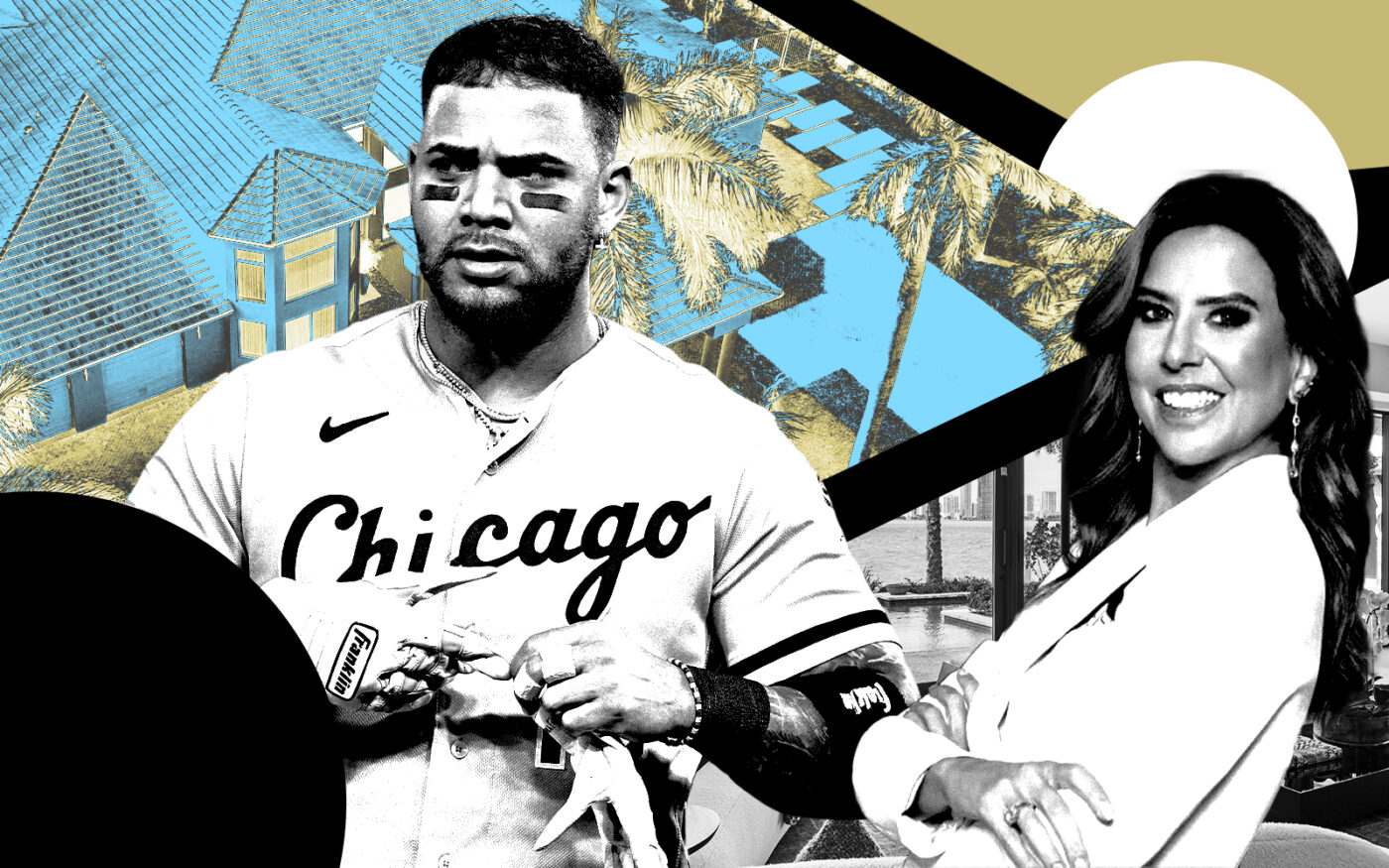 <p>A photo illustration of Yoán Moncada along with 9928 Northwest 133rd Street and Serhant’s Mariana Niro along with 250 West San Marino Drive in Miami Beach (Getty, Serhant, Mariana Niro Team)</p>
