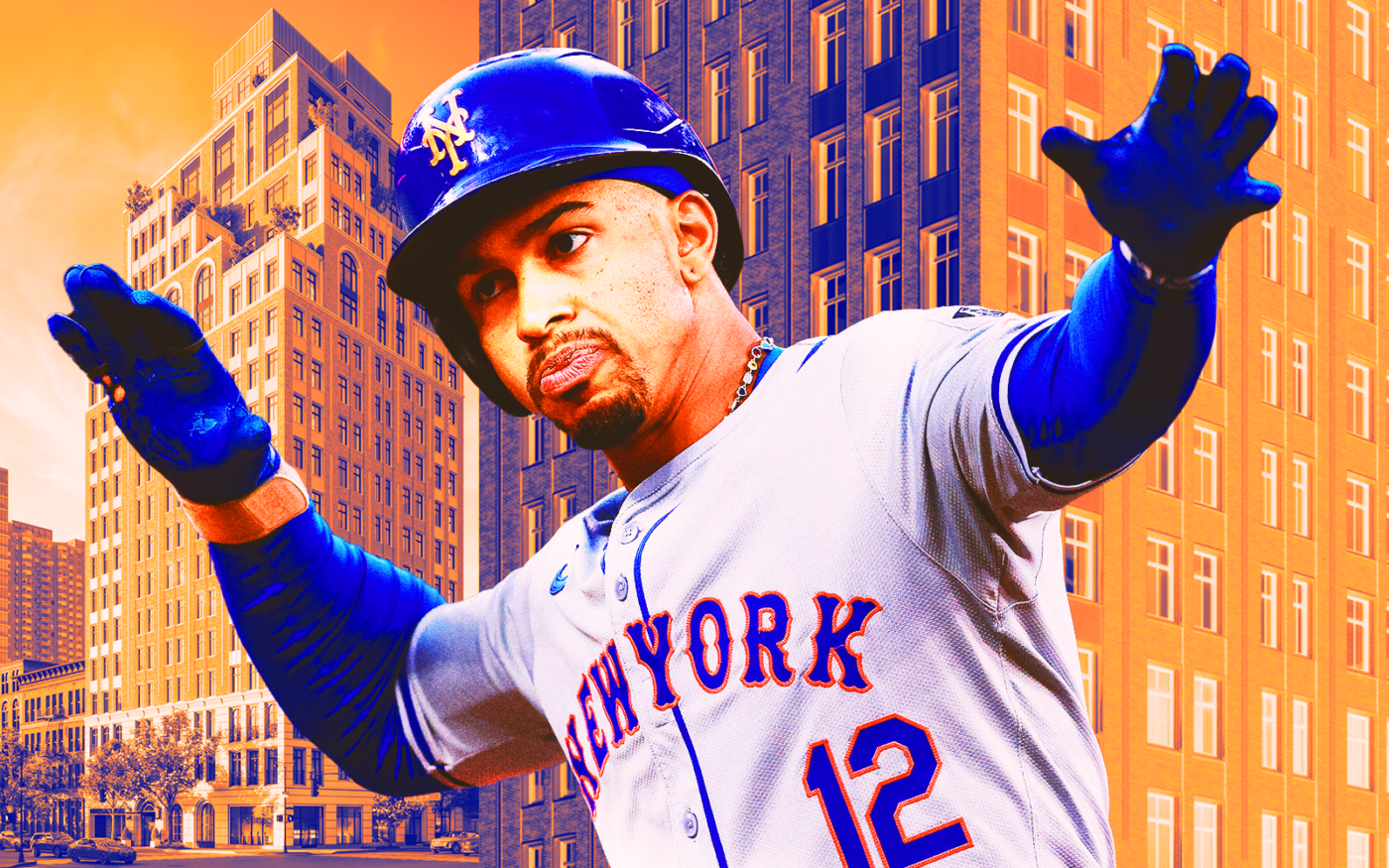 <p>A photo illustration of New York Mets shortstop Francisco Lindor along with 200 East 75th Street (Getty, DBOX)</p>
