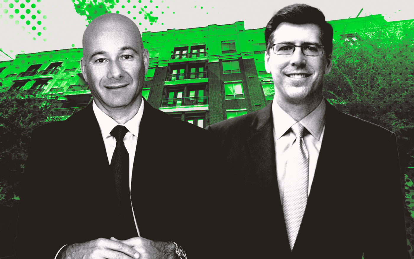 <p>A photo illustration of GAIA Real Estate&#8217;s Danny Fishman and Crow Holdings’ Michael Levy along with 100 Detering Street in Houston (Getty, GAIA Real Estate, Crow Holdings, Google Maps)</p>
