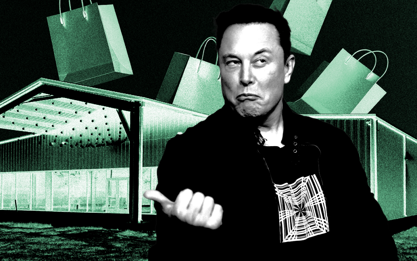 <p>A photo illustration of Elon Musk along with the Hyperloop Plaza (Getty, Hyperloop Plaza)</p>
