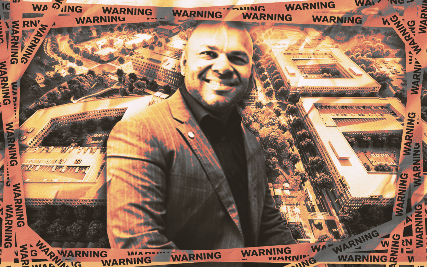 <p>A photo illustration of Hoque Global’s Mike Hoque along with a rendering of the stalled University Hills project (Getty, Hoque Global, Page)</p>
