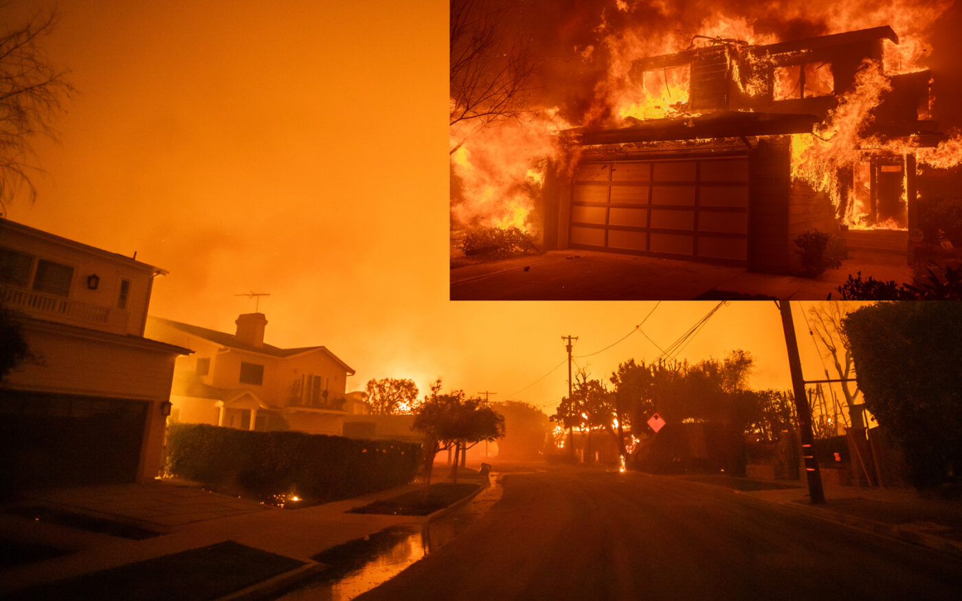 Fires whipped by 99 mph gusts destroy Southern California homes, businesses