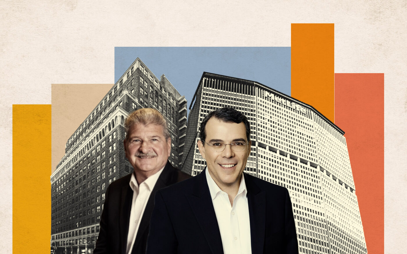 WeWork's John Santora and Winston & Strawn's Steve D’Amore; 330 West 34th Street, 200 Park Avenue (Getty, Loopnet, irvinecompanyoffice, linkedin, winston)