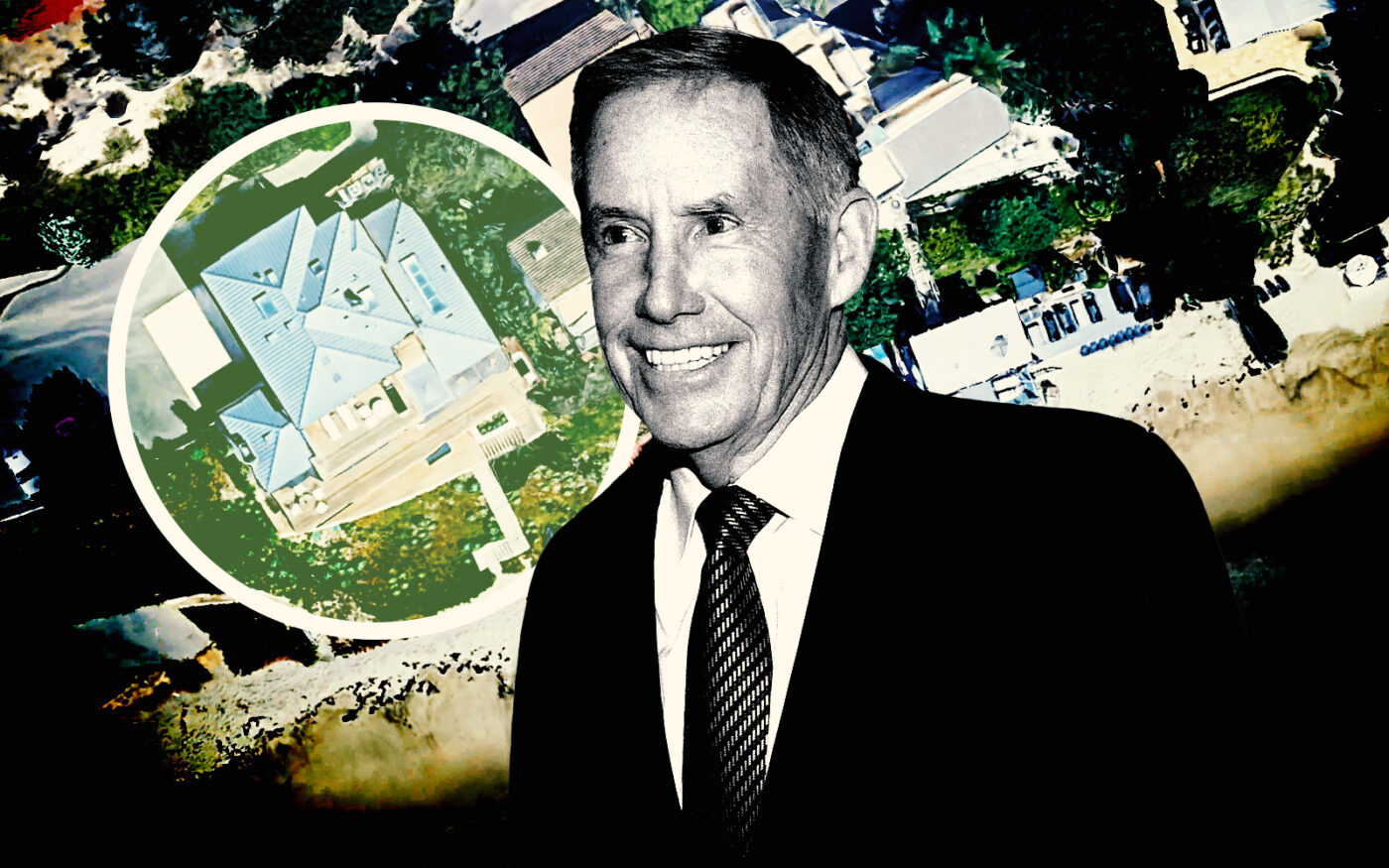 <p>A photo illustration of Kennedy Wilson chairman and CEO William McMorrow along with an aerial view of 28034 Sea Lane Drive (Getty, Kennedy Wilson, Google Maps)</p>
