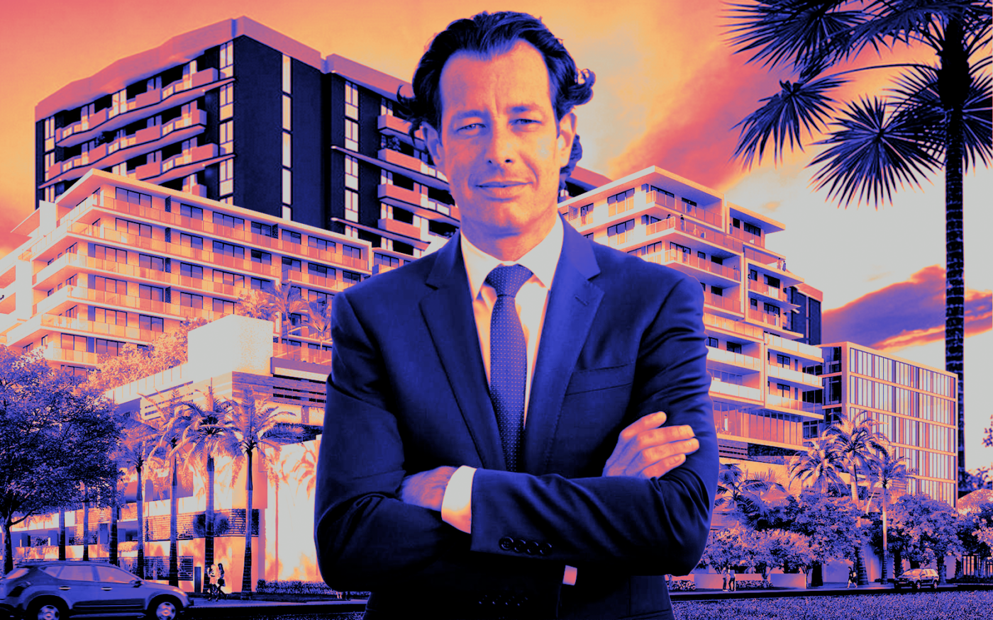 <p>A photo illustration of Prive CEO Javier Rabinovich along with renderings of 20605 N.E. 34th Avenue in Aventura and 1000 W. State Road 84/Marina Mile in Fort Lauderdale (Getty, Prive, The Luxury Team, Google Maps)</p>
