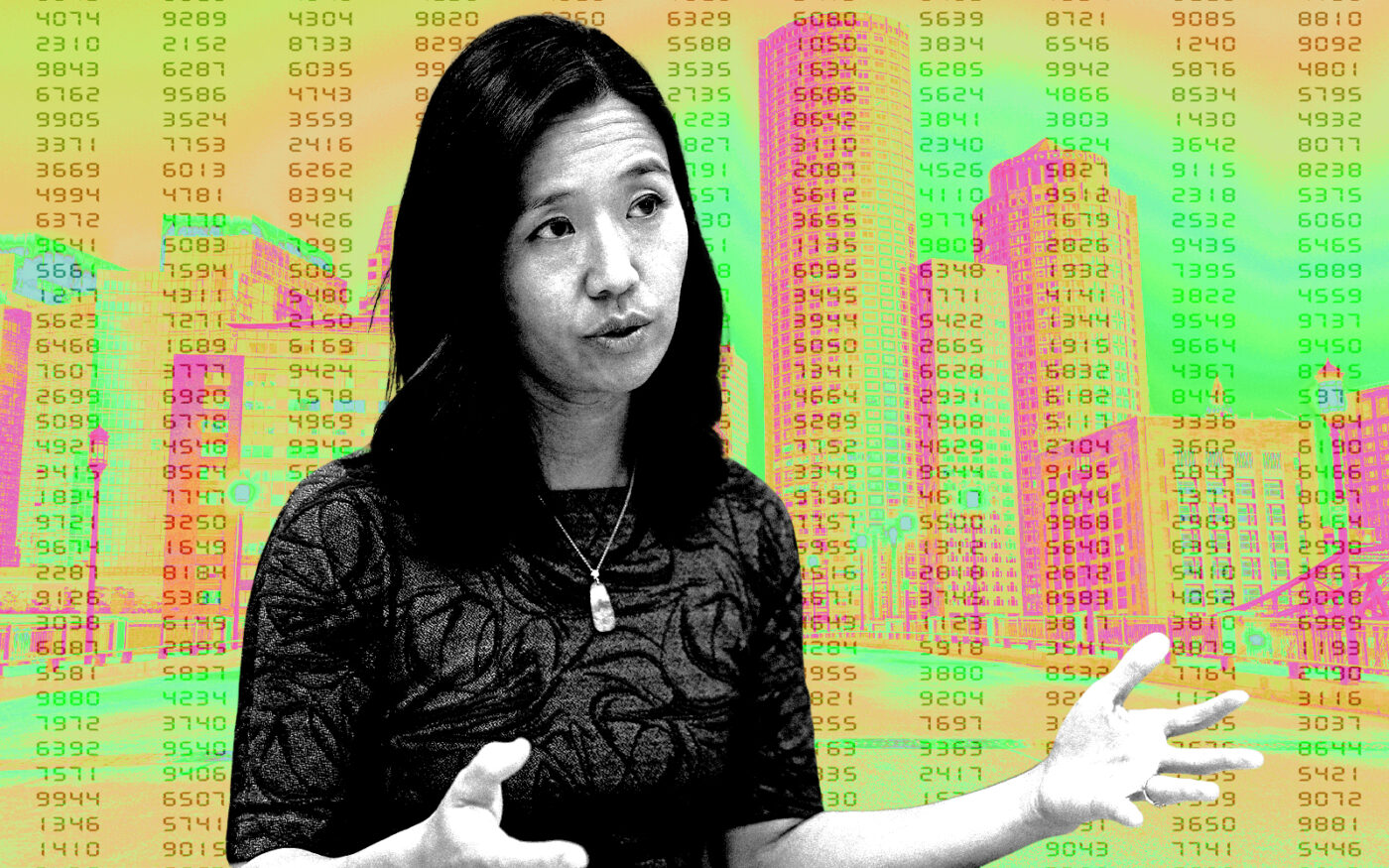 A photo illustration of Mayor of Boston Michelle Wu (Getty)