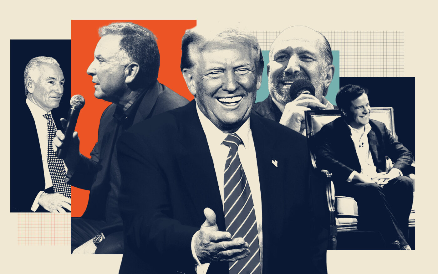 Charles Kushner, Steve Witkoff, president-elect Donald Trump, Howard Lutnick and Bill Pulte (Photo Illustration by Steven Dilakian for The Real Deal with Getty)