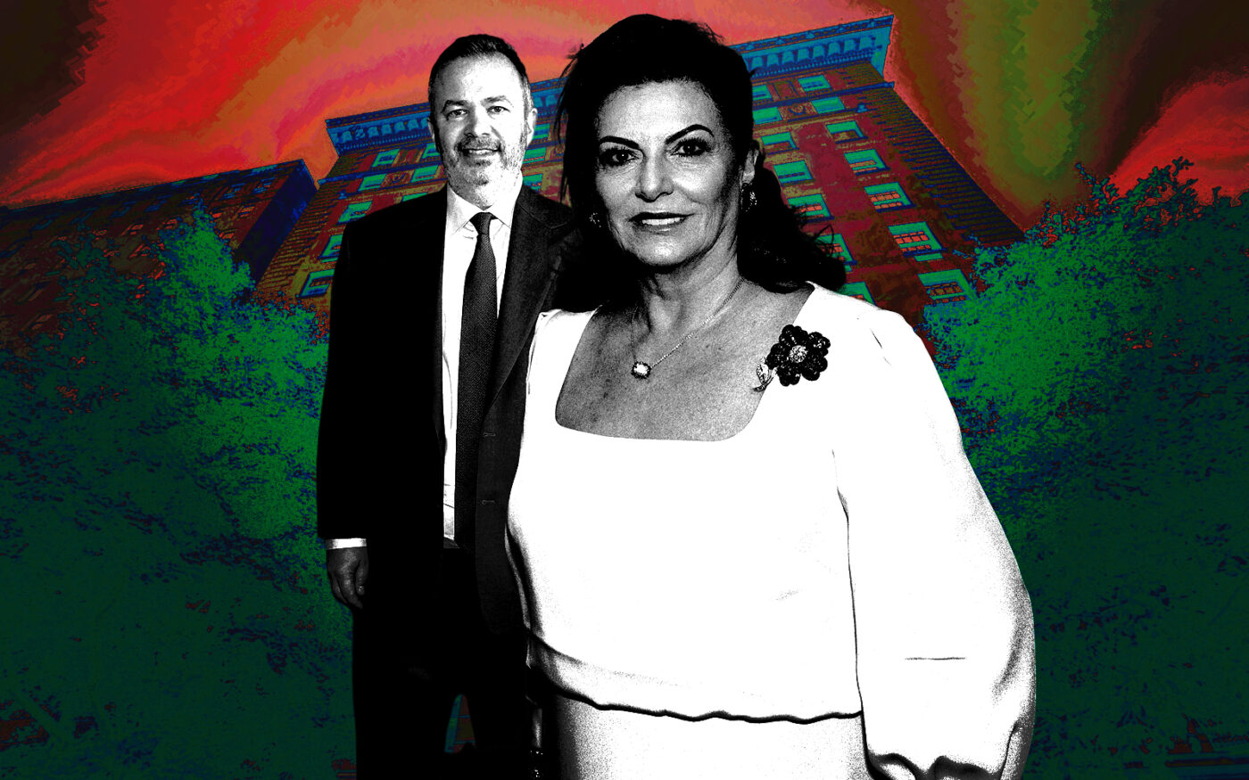 <p>A photo illustration of Saba Capital Management&#8217;s Boaz Weinstein and Chella Safra along with 907 Fifth Avenue (Getty, Google Maps)</p>
