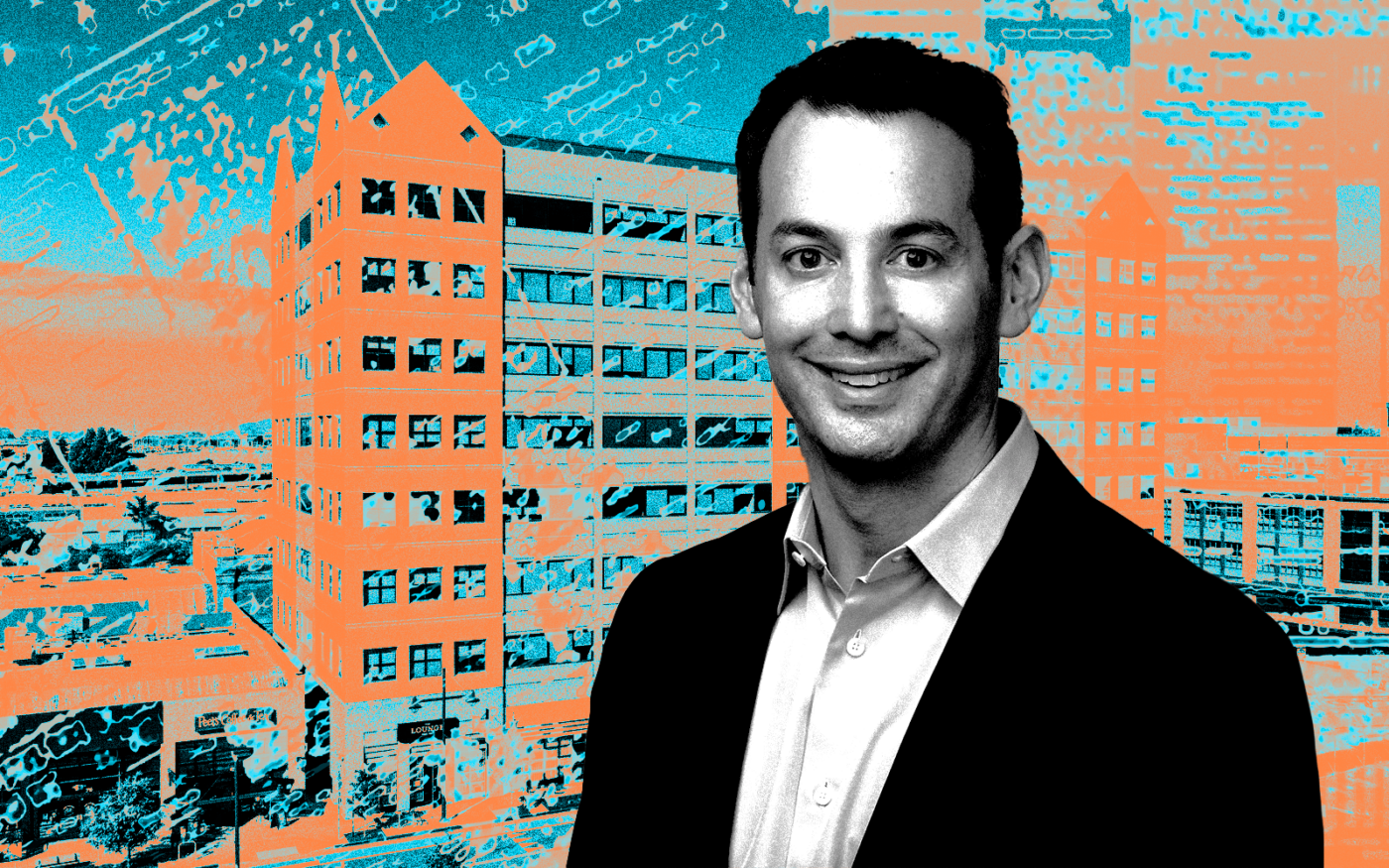 <p>A photo illustration of Blox Ventures CEO Jason Oberman along with 6001 Shellmound Street in Emeryville (Getty, Blox Ventures, LoopNet)</p>
