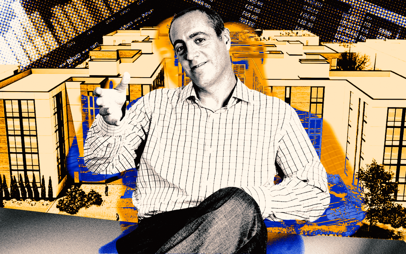 <p>A photo illustration of Long Island BOSFA Properties founder Daniel Goldstein along with a rendering of 80-84 Albany Avenue and 17-33 Buffalo Avenue in Freeport, Long Island (Getty, Long Island BOSFA Proprties)</p>
