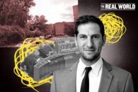 Coconut Properties CEO Adam Zeidel, a view of the overgrown lot next to Inwood Gardens and a project rendering of 51 Hillside