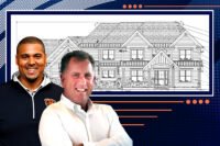 Bears GM Ryan Poles and Premier Realty Group's Jeff Ohm with 305 Briarwood Lane (Getty, Redfin, PRG)