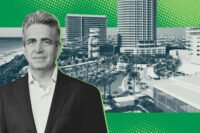 Jeffrey Soffer with rendering of planned water park at Fontainebleau Miami Beach