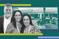 Perkins Realty Management’s Andrew Perkins and Game Properties’ Karina and Katrina Garcia with Esplanade Center at 901 - 1001 University Drive