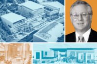 Sonnenblick Development's Robert Sonnenblick with renderings of Riviera Beach city hall, possible market rate and work force housing project and municipal complex