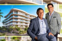 Lionstone Development's Alfredo Lowenstein and Diego Lowenstein with a rendering of 123 Ocean